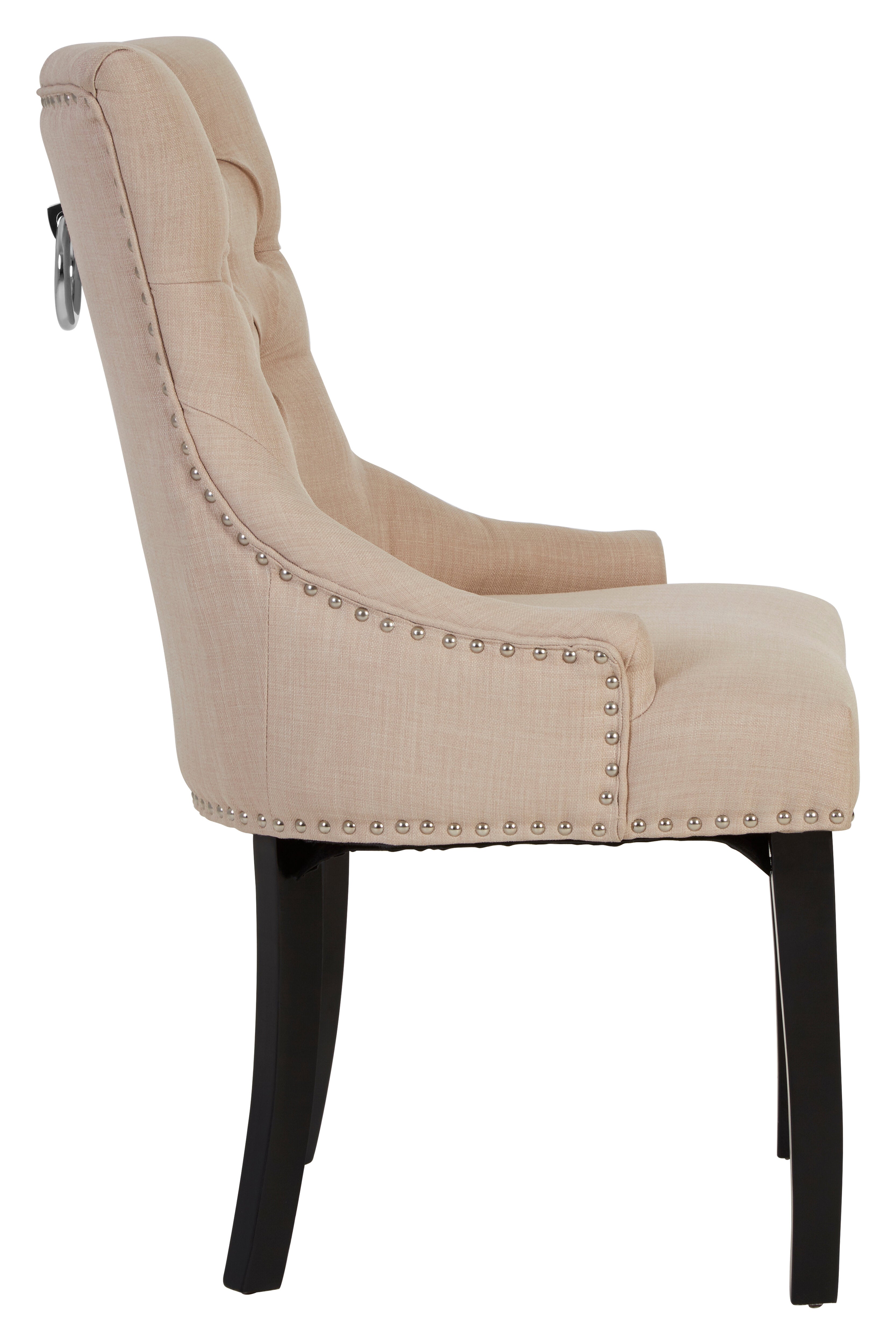Candace Townhouse Beige Linen Dining Chair with Dark Legs